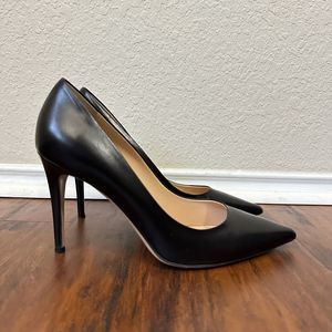 M. GEMI The Esatto 90mm Pointed Toe Pump Heels Black Leather